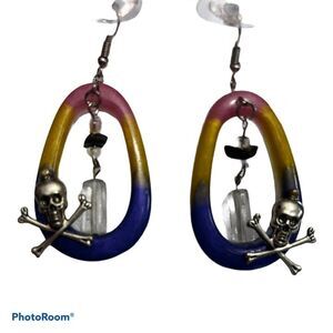 Oval with skull one silvertone